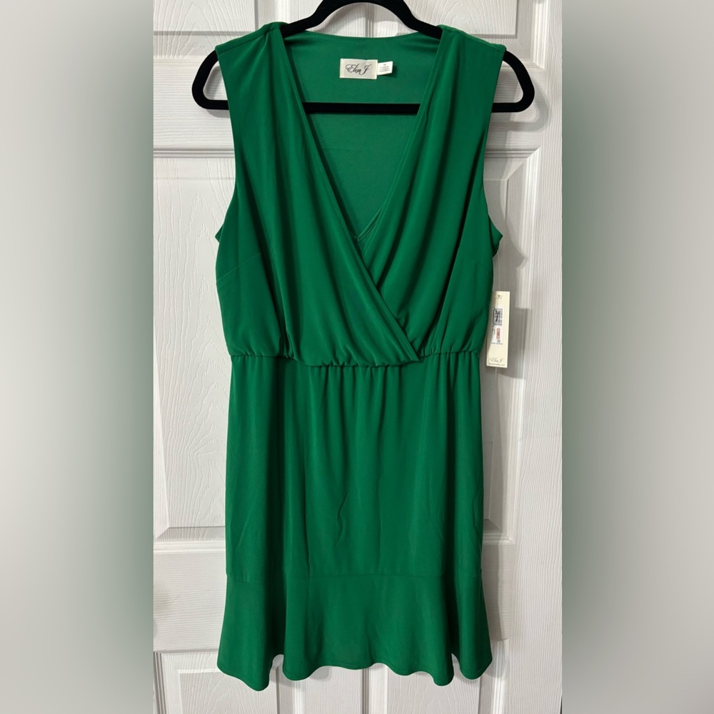 NWT~ Eliza J Green Surplice Neck Sleeveless Dress Petites Size 12P MSRP $138